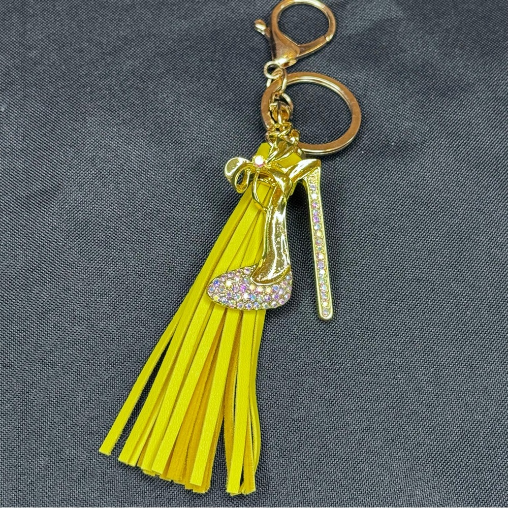 Handcrafted Gold and Yellow High Heel Keychain